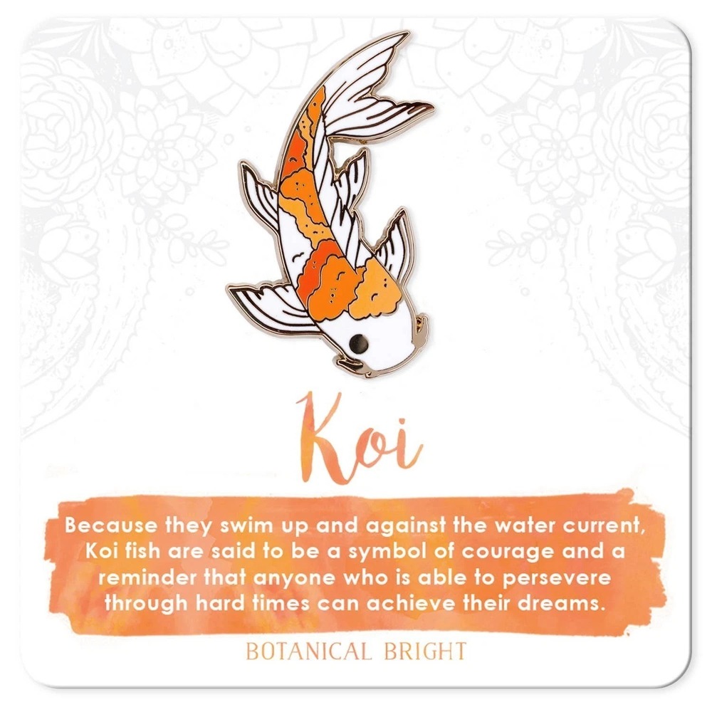 Koi Fish Enamel Pin - Gold Plated Nature Jewelry - NEW Wildlife & Animal Brooch